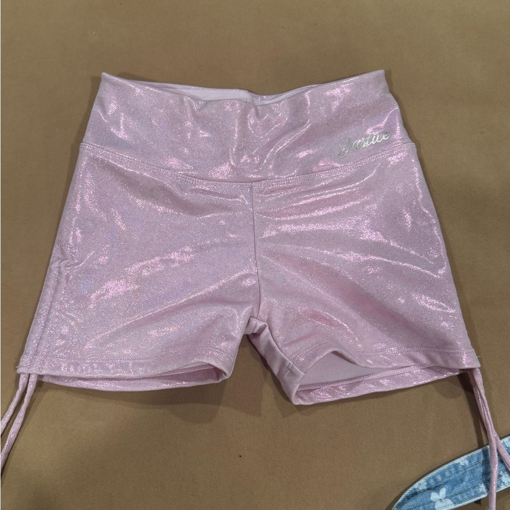 Justice Pink Athletic Shorts with Lustrous Finish